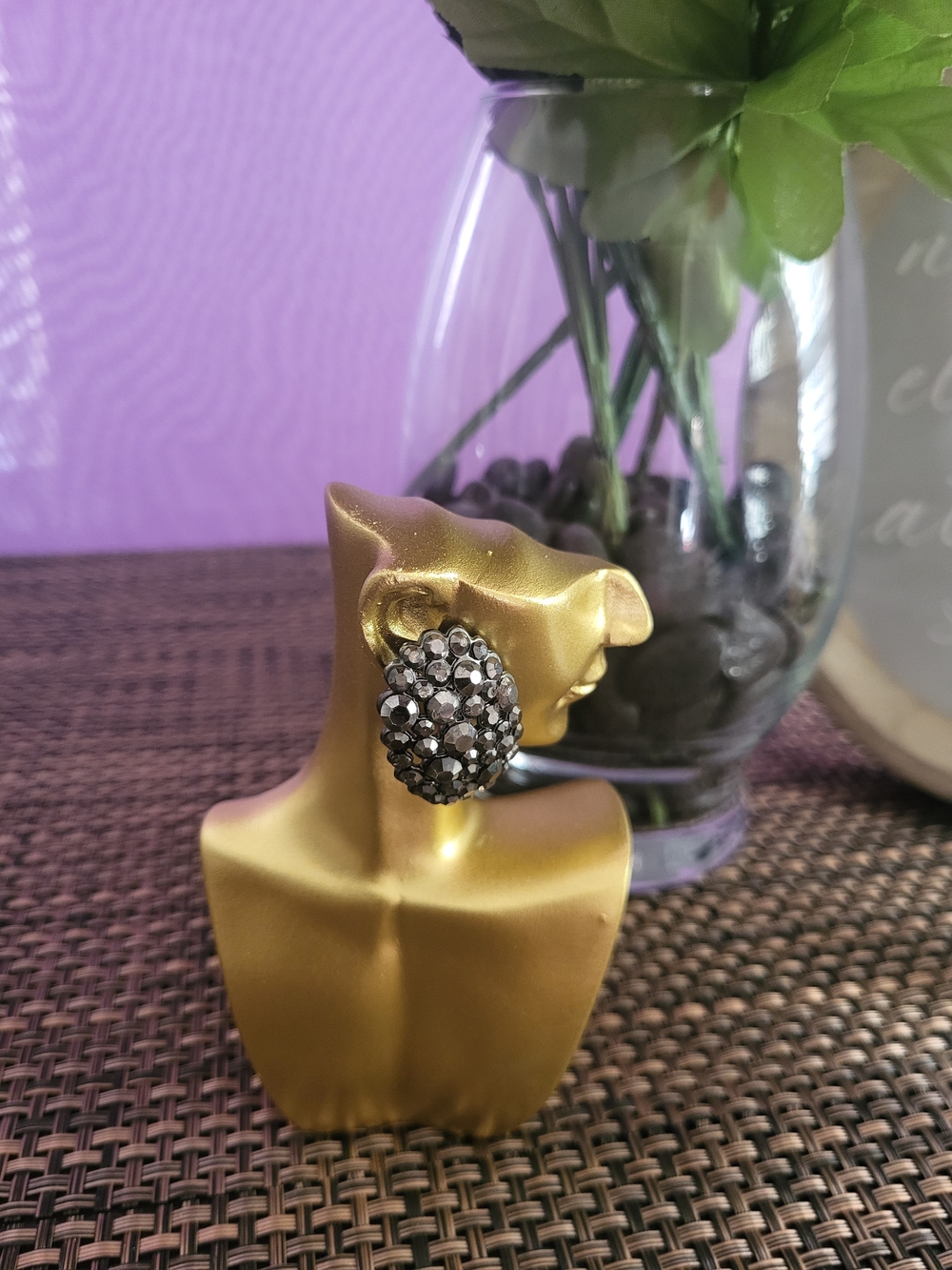 Sparkling Cluster Clip-On Earrings in Gunmetal